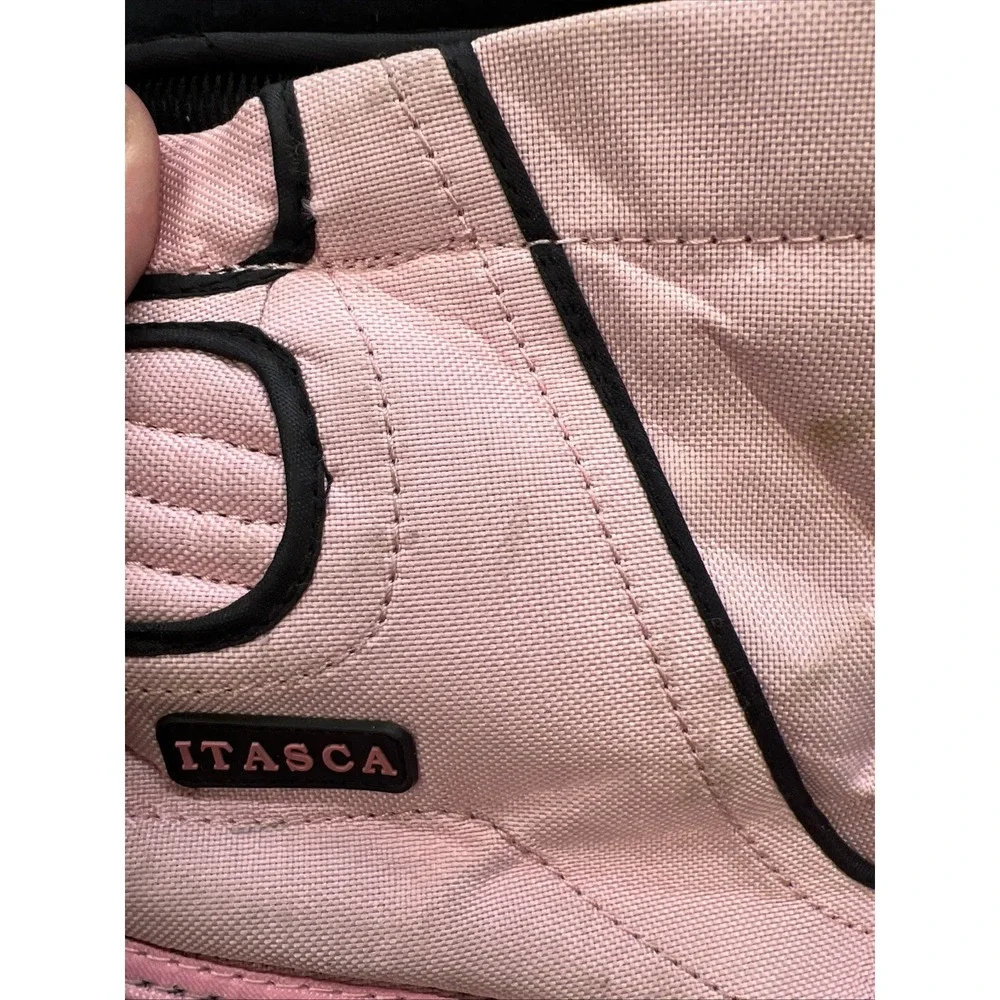 Itasca Kids Girls Pink Black Nylon Winter Snow Boots Size 6 Waterproof Front Zip